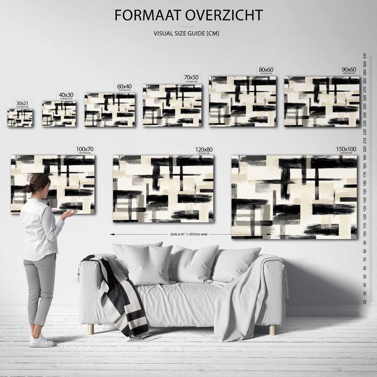 Abstracte lijnen – liggende muurposter met abstracte vormen