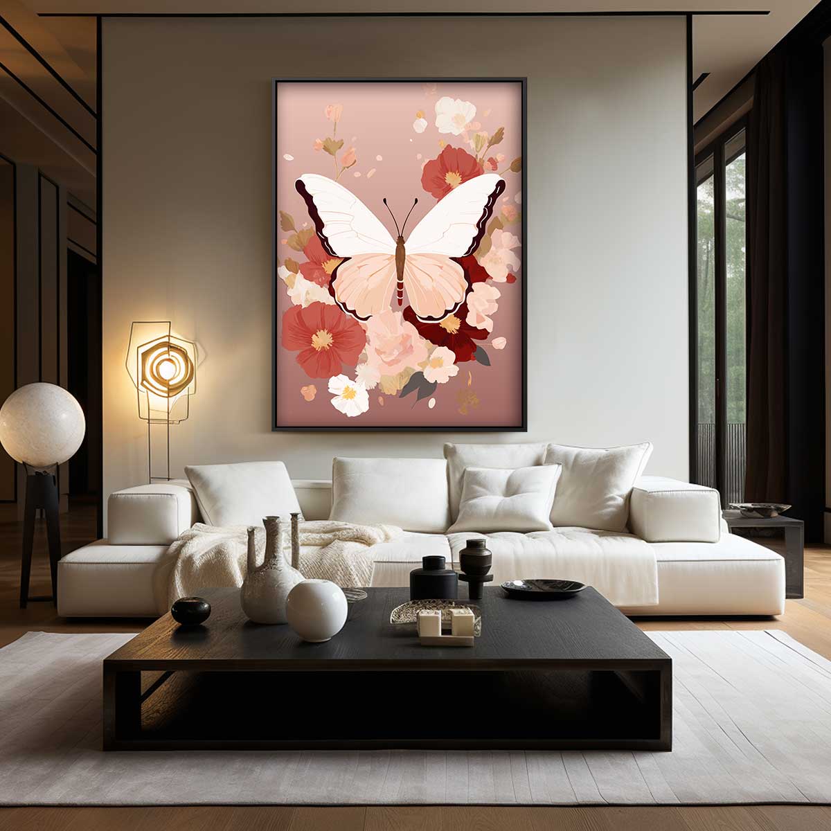 Vlinder en Bloemenpracht – staand kunstwerk voor modern interieur