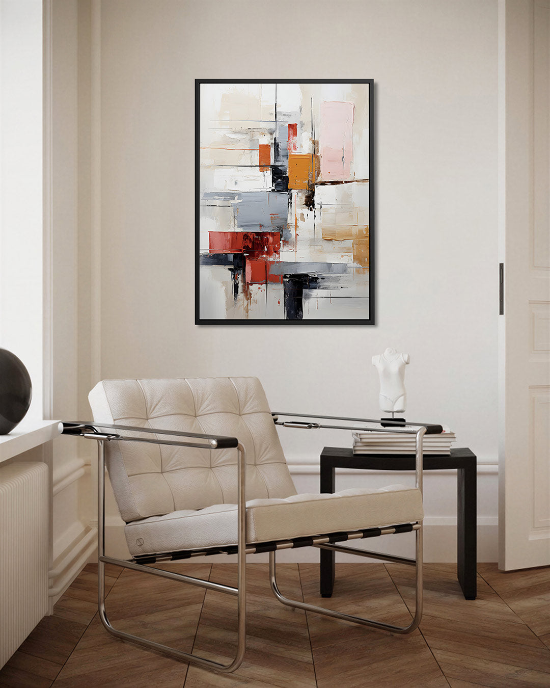 Geometrische kleurencompositie – staand wanddecoratie kunstwerk
