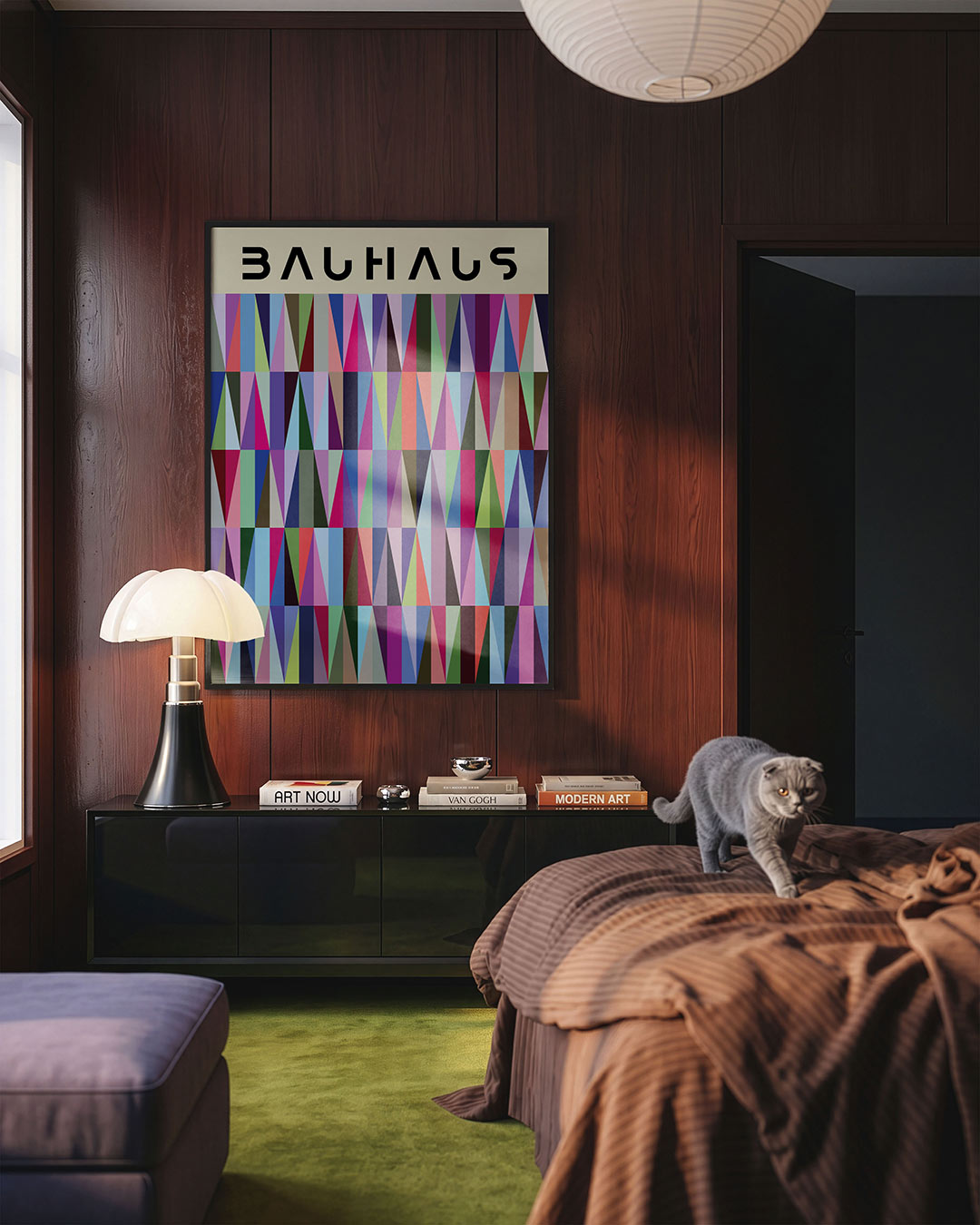 Vormritme en kleur – geometrische Bauhaus poster in staand formaat