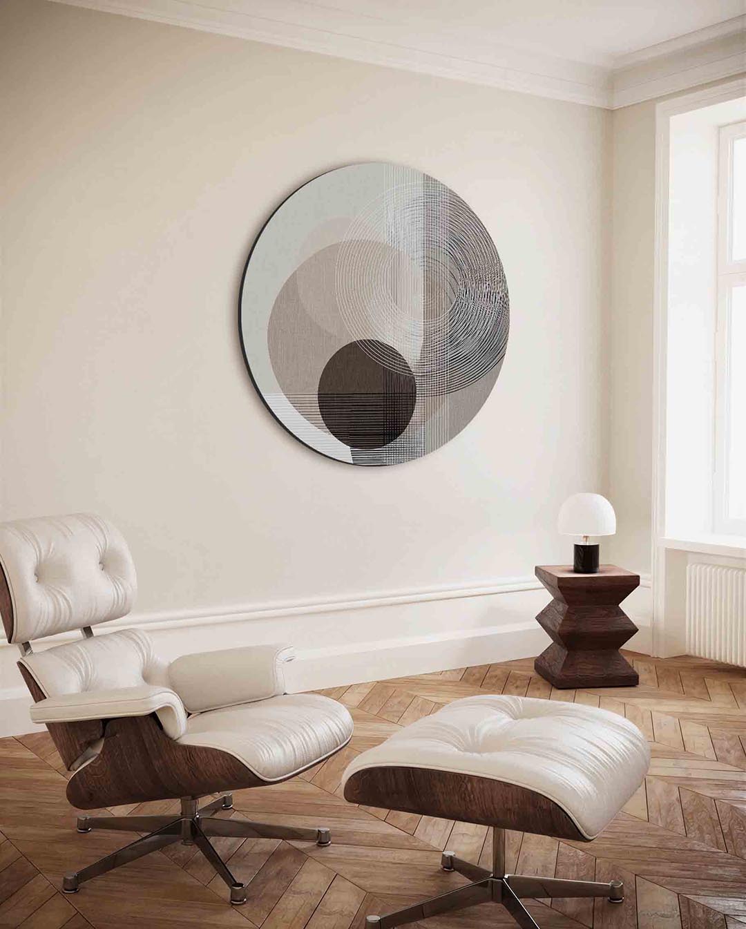 Grafische cirkels – ronde wanddecoratie met abstract ontwerp