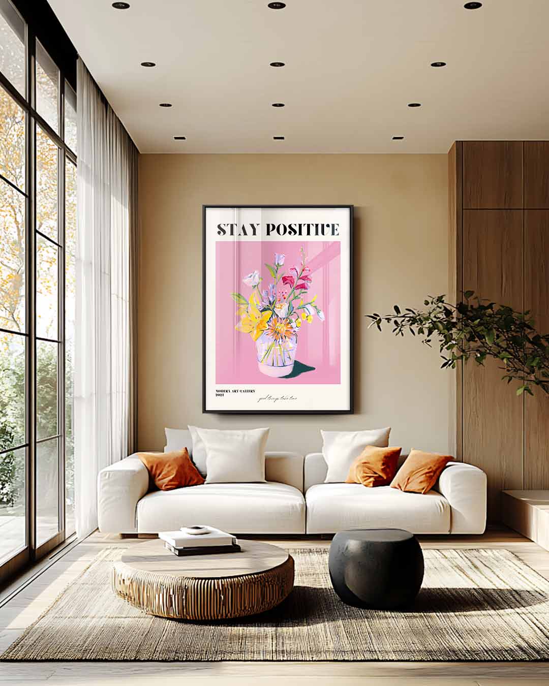 Bloemrijke Positiviteit – staand kunstwerk voor modern interieur