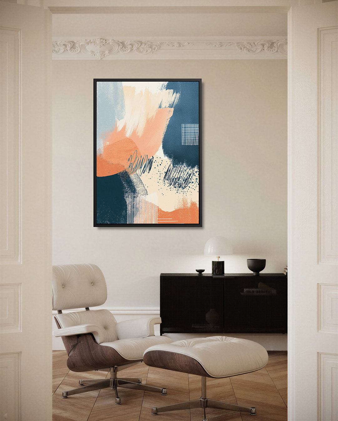 Dynamische kleurencompositie – moderne staande wandkunst
