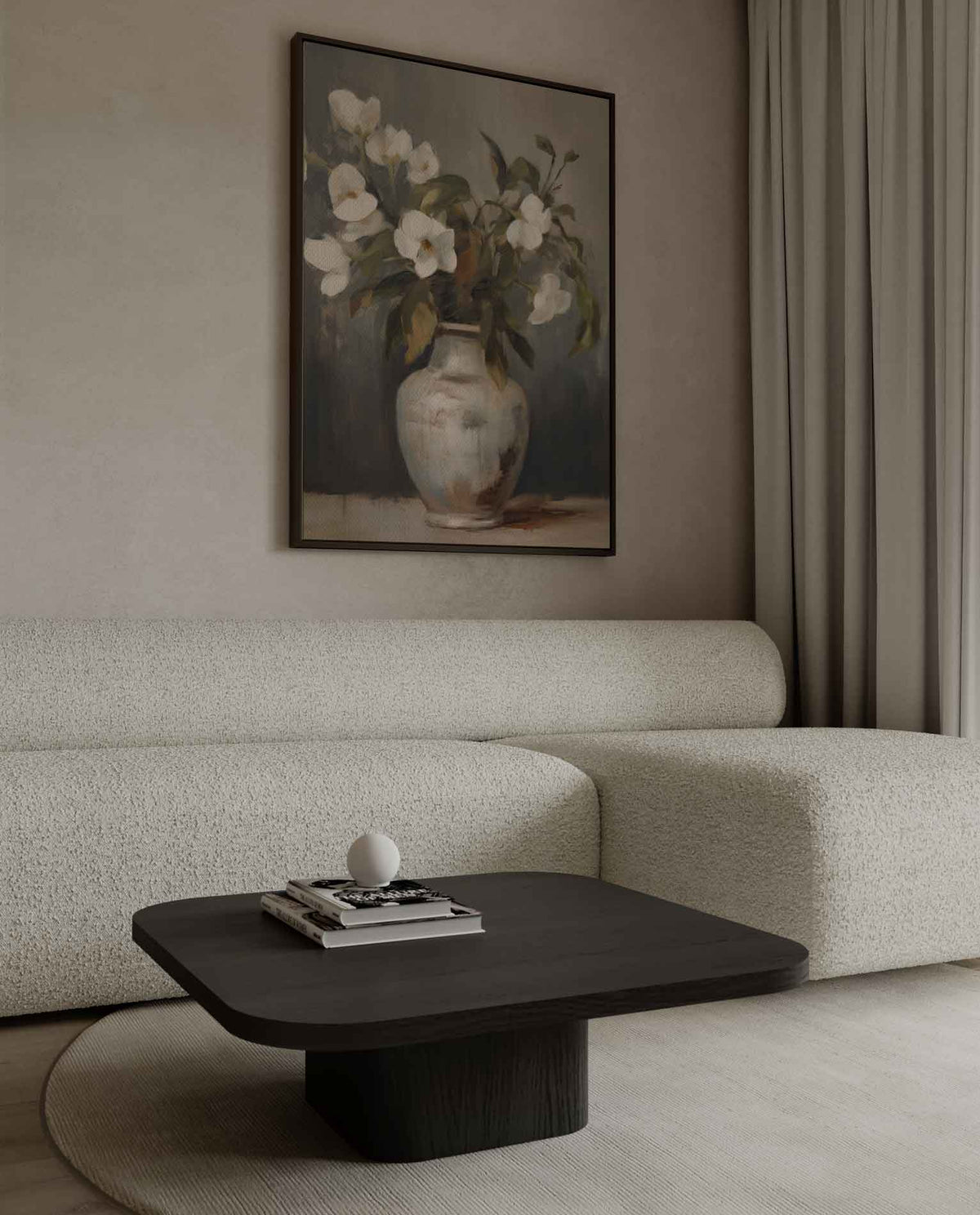 Elegante Bloemenpracht in Aardetinten – dibond wanddecoratie in staand formaat