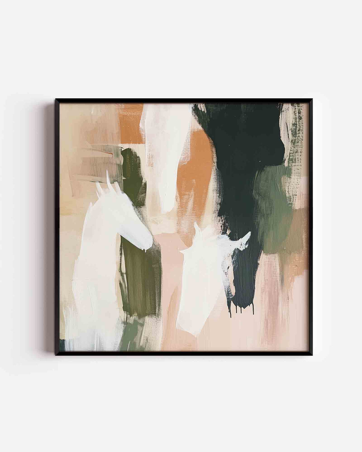 Abstracte paarden – moderne vierkante poster als wanddecoratie