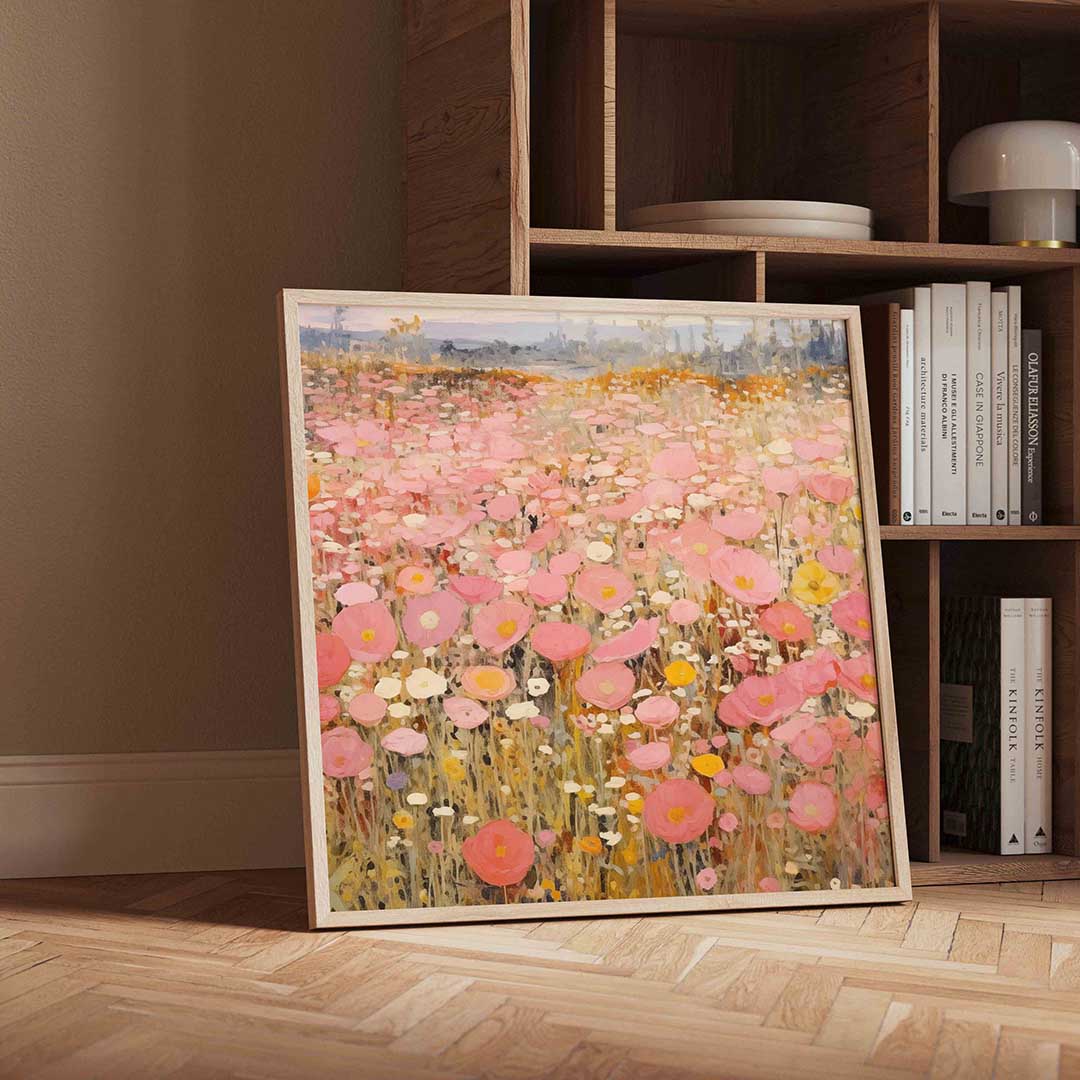 Bloemenveld – moderne wandkunst met kleur en vormen als poster