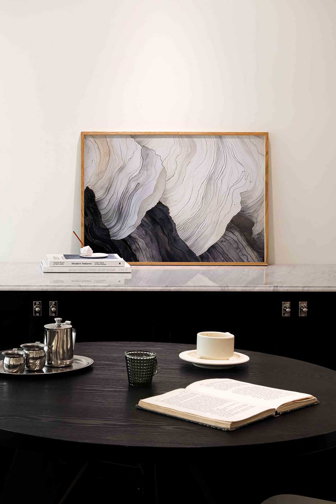 Golvende lijnen – abstracte poster in liggend formaat