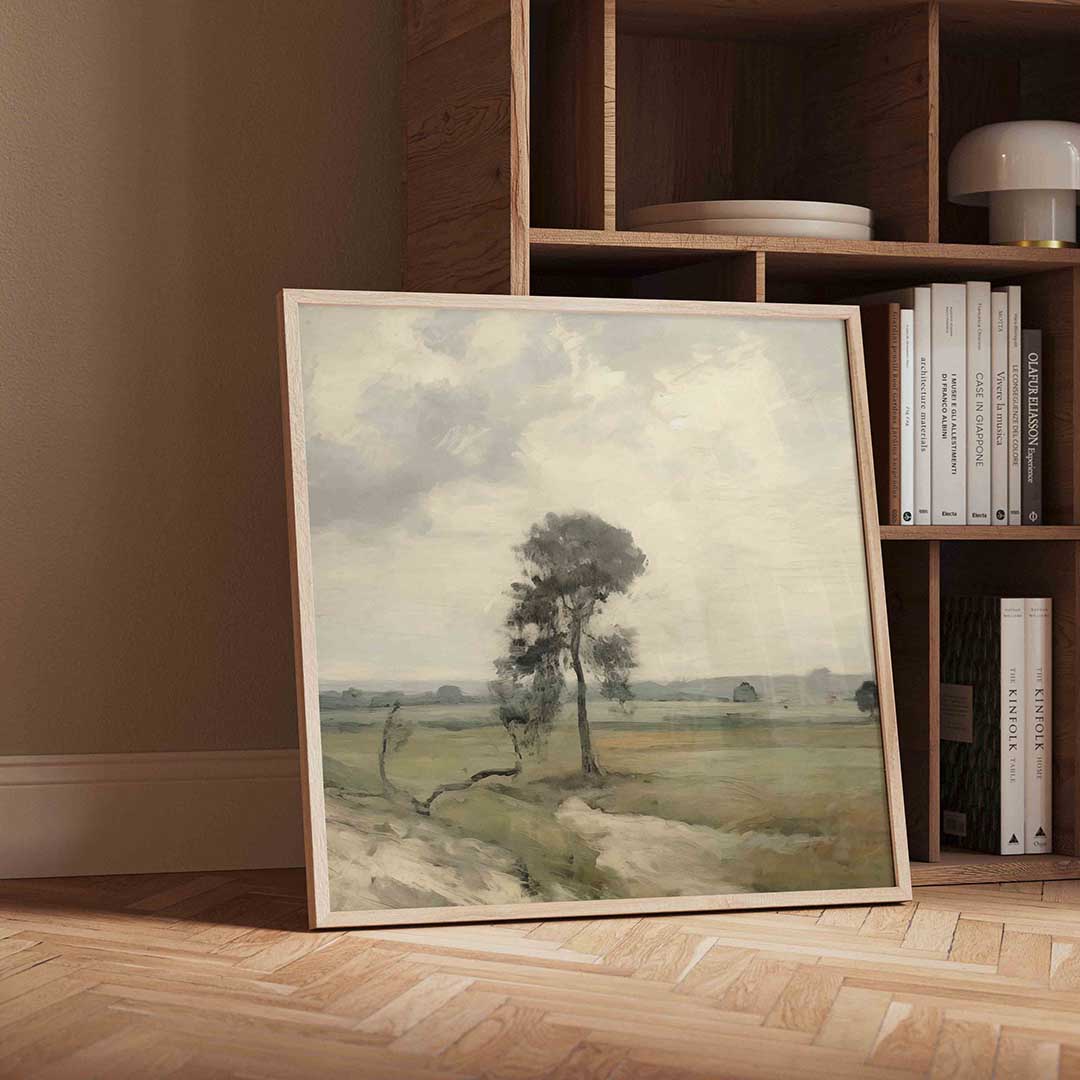 Landschap met boom – vintage wandkunst als vierkante poster
