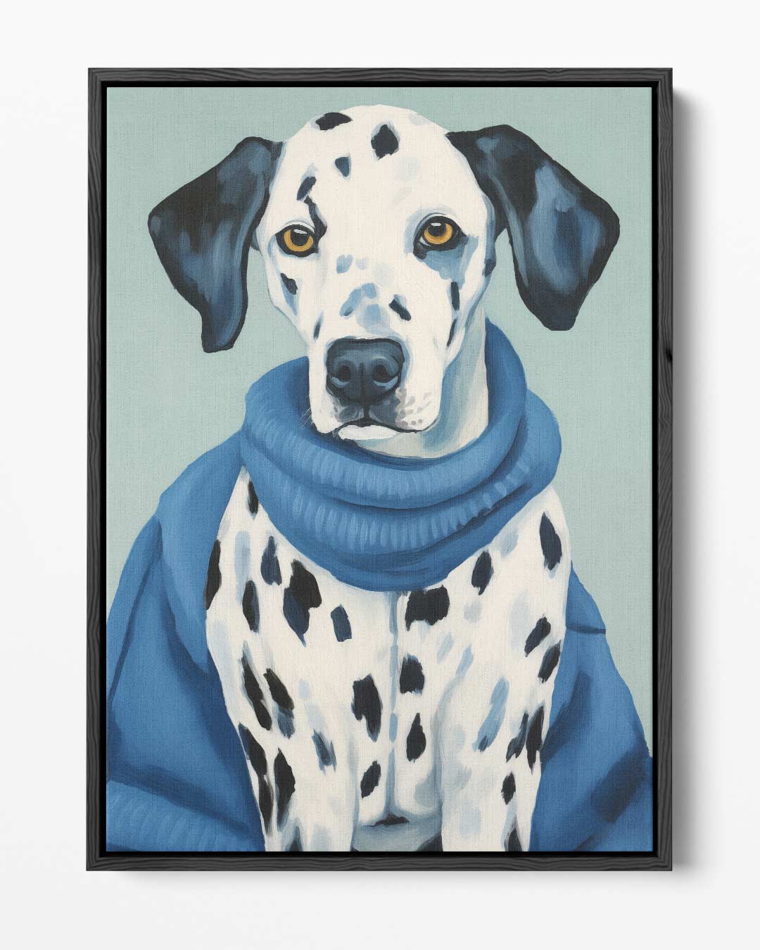 Modieuze Dalmatiër in Blauw – portret kunstwerk als wanddecoratie
