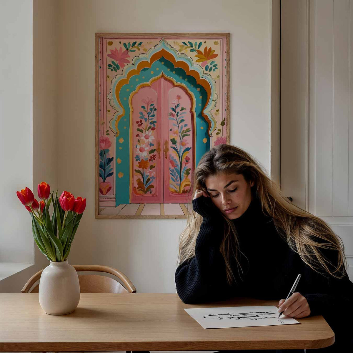 Dromerige Bloemenpoort – Popart poster als moderne urban wanddecoratie