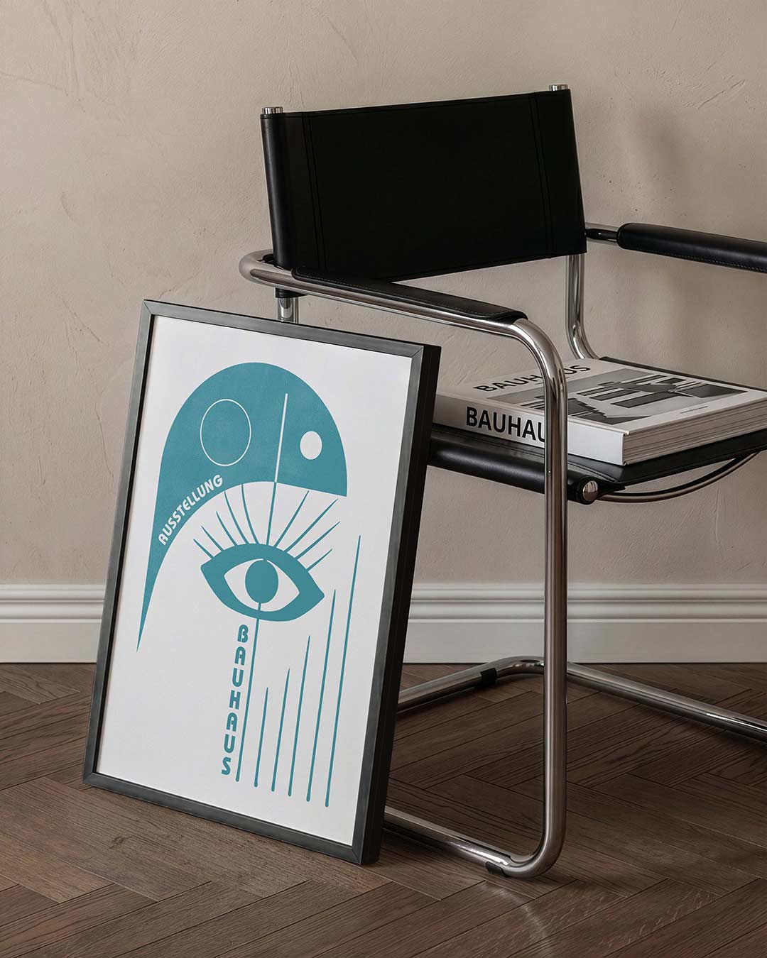 Oog en lijnen – staande Bauhaus poster voor aan de muur