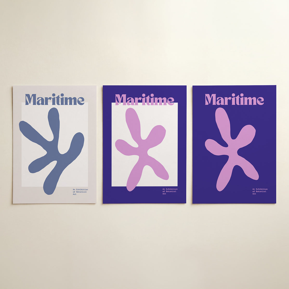 Vorm en kleur – driedelige posterset in interieur