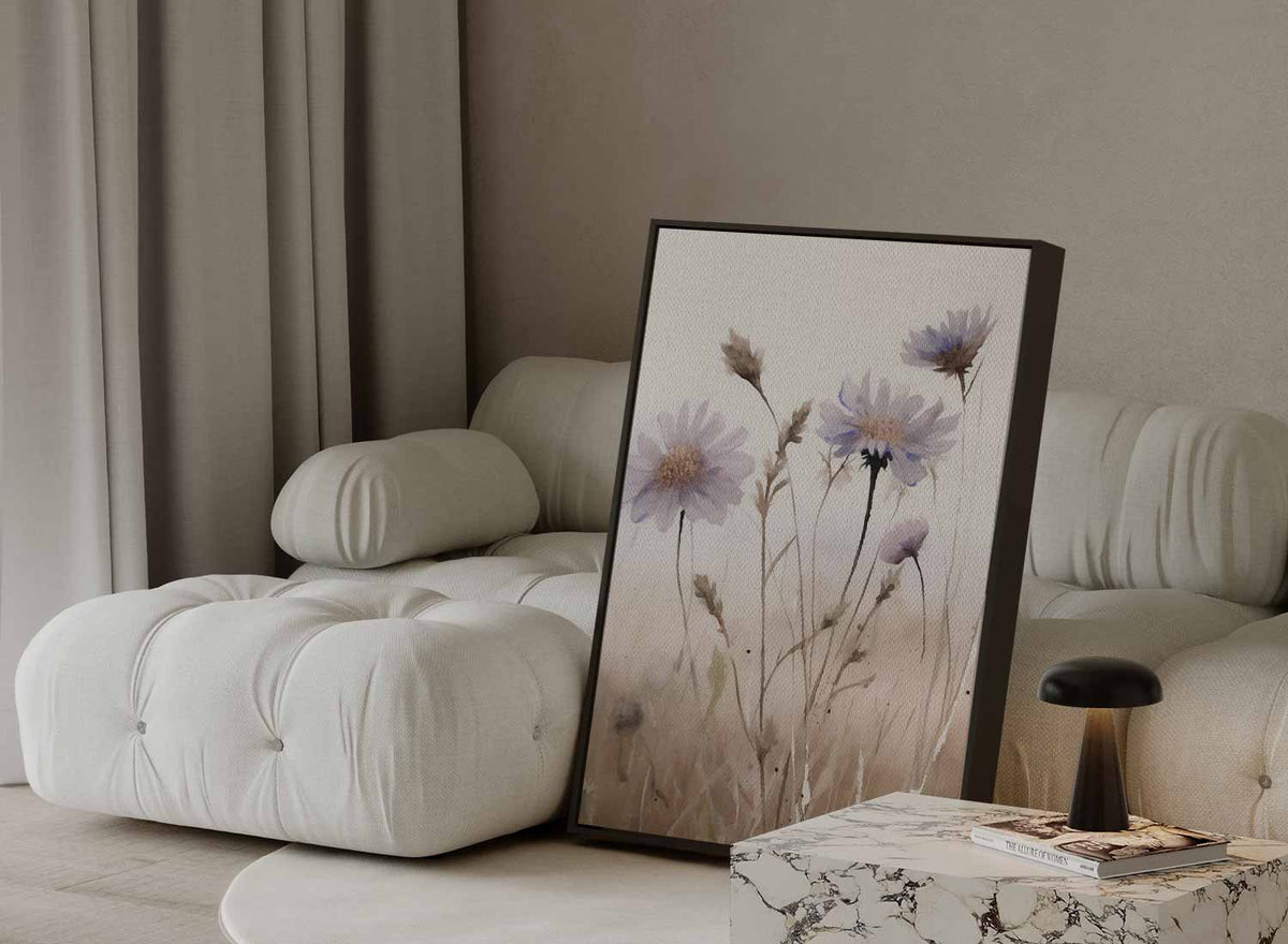 Zachte Bloemendroom – staande wandkunst voor woonkamer of interieur
