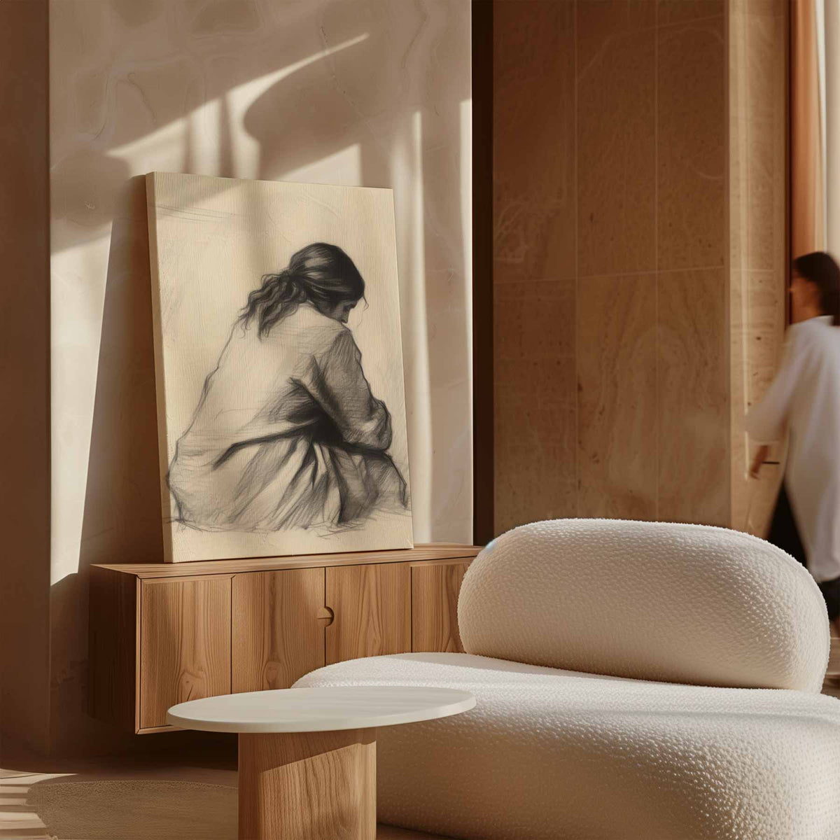 Zachte Stilte – staande wandkunst voor woonkamer of interieur