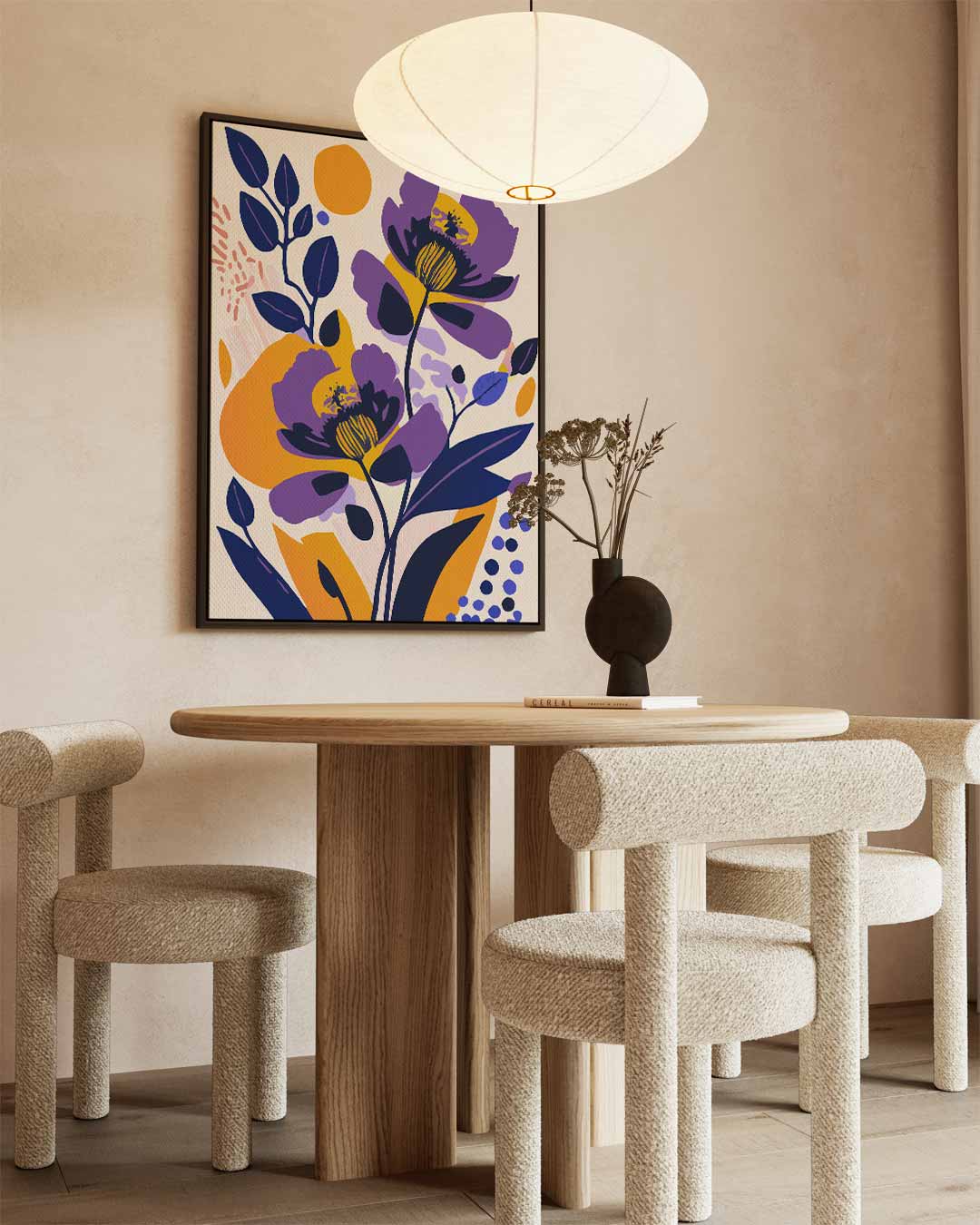 Vrolijke Bloemendans – staande wandkunst voor woonkamer of interieur