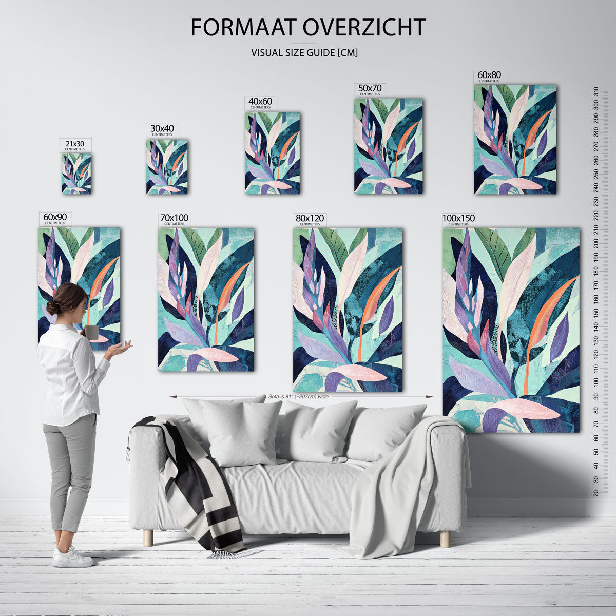 Bladeren en vormen – staande muurposter met jungle thema