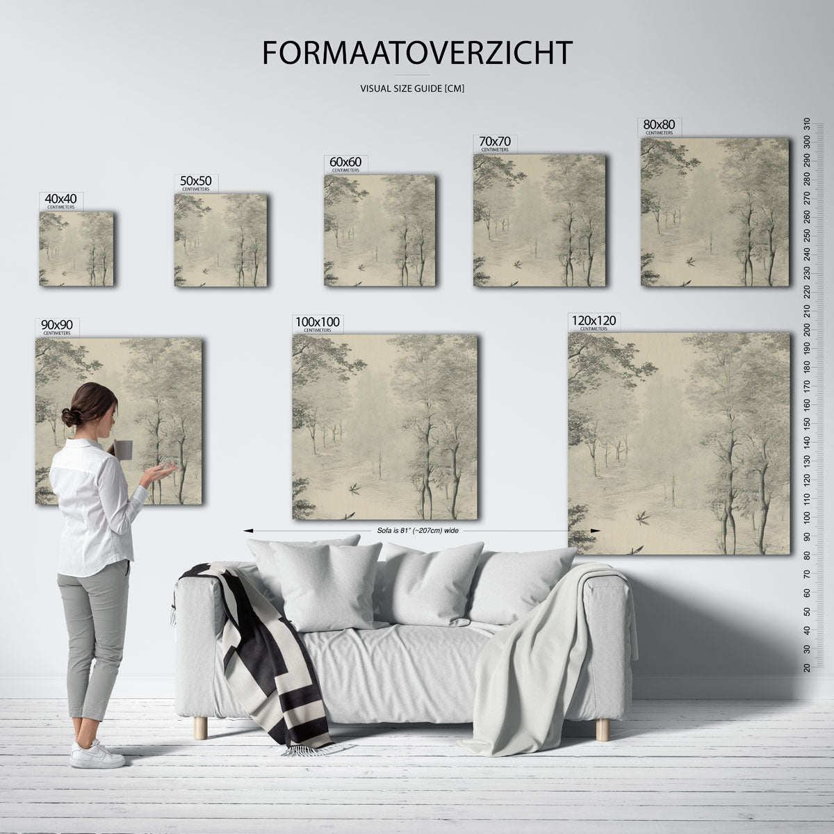 Bomen en libellen – vierkante muurposter met vintage uitstraling