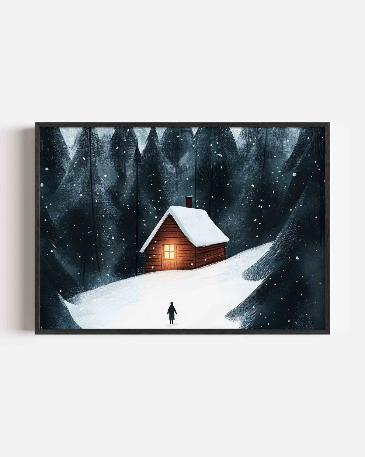 Winterlandschap met huisje – landscape kinderposter als wanddecoratie
