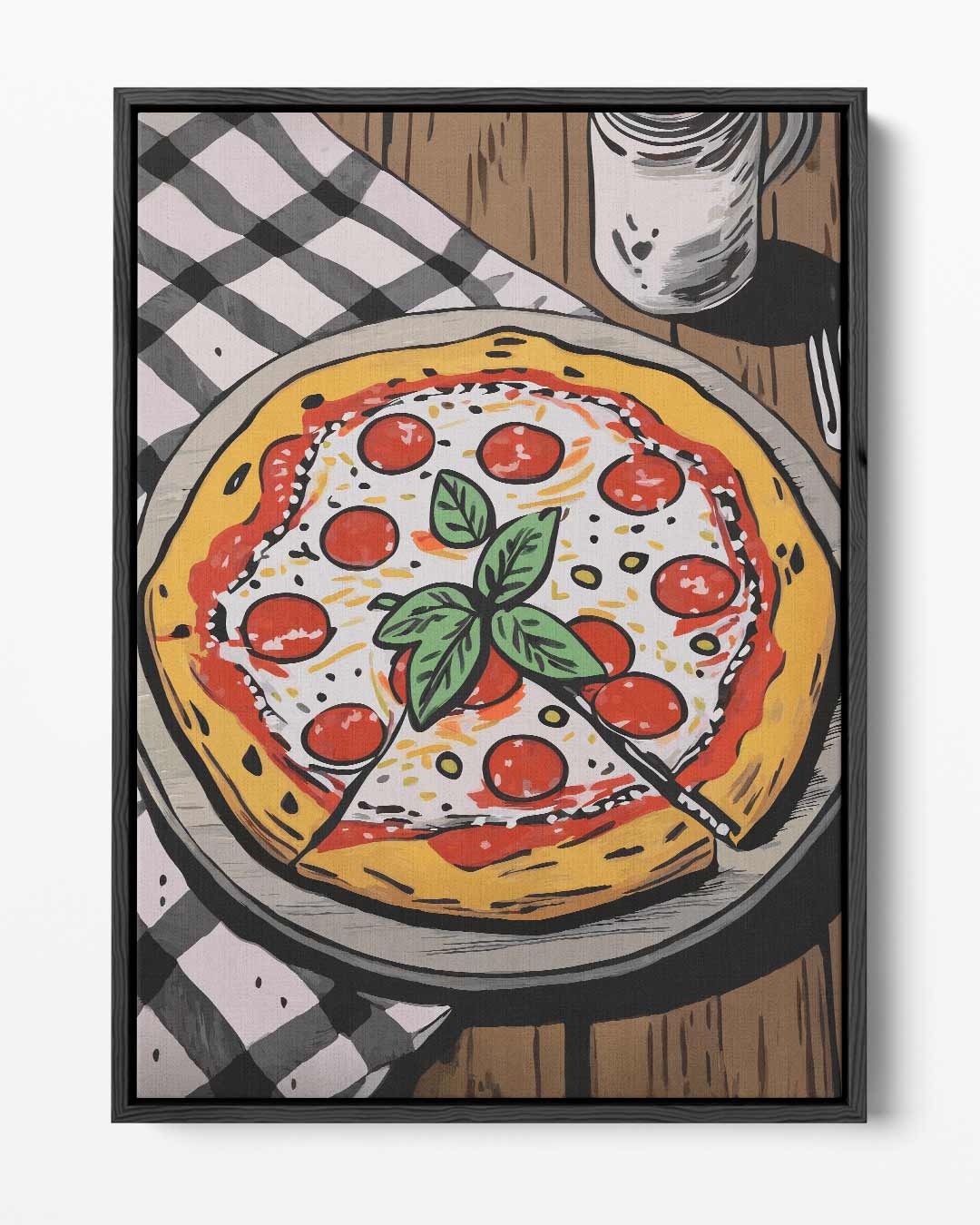 Pizza Genot op Canvas – portret kunstwerk als wanddecoratie