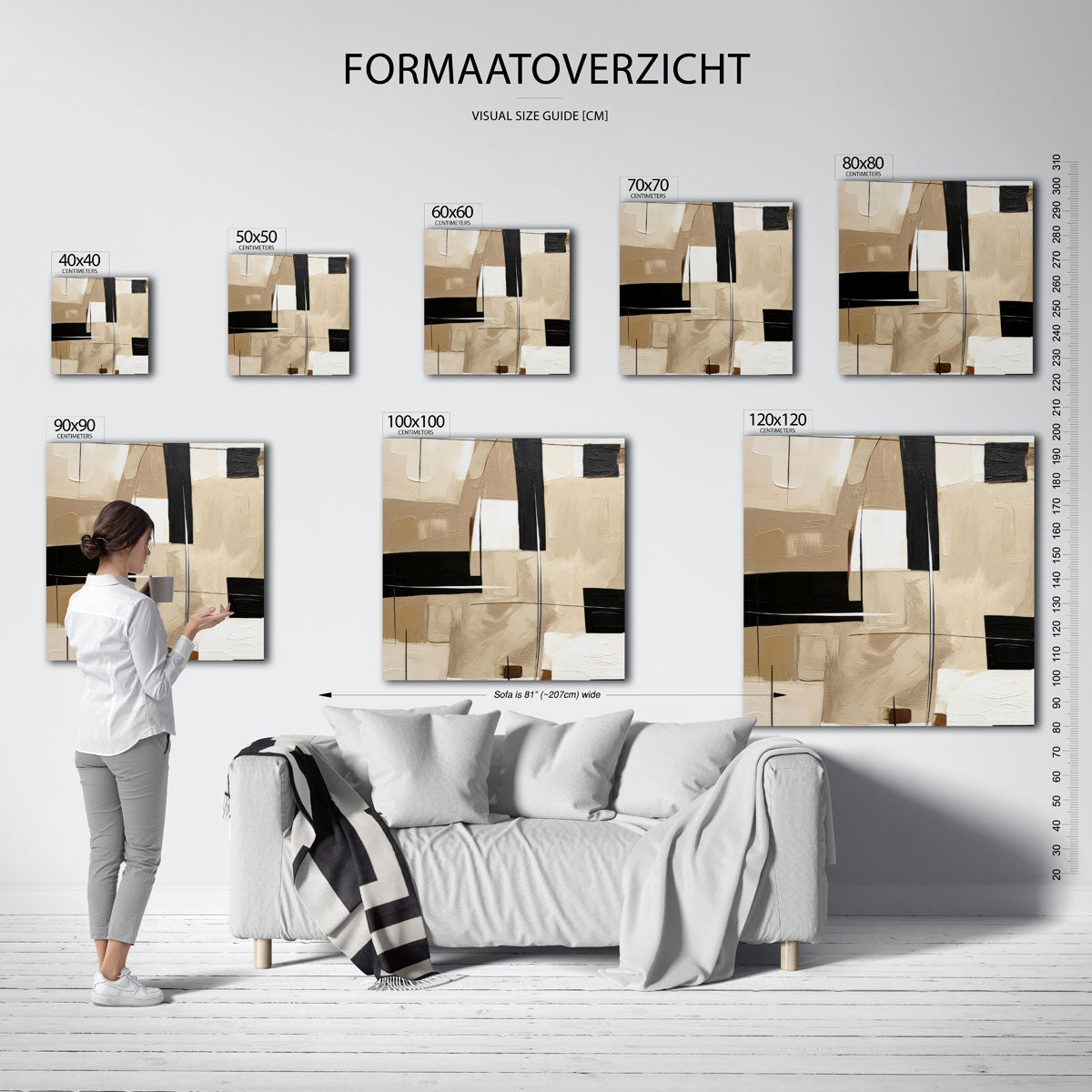 Abstracte vormen – vierkante muurposter met zachte abstracte vormen
