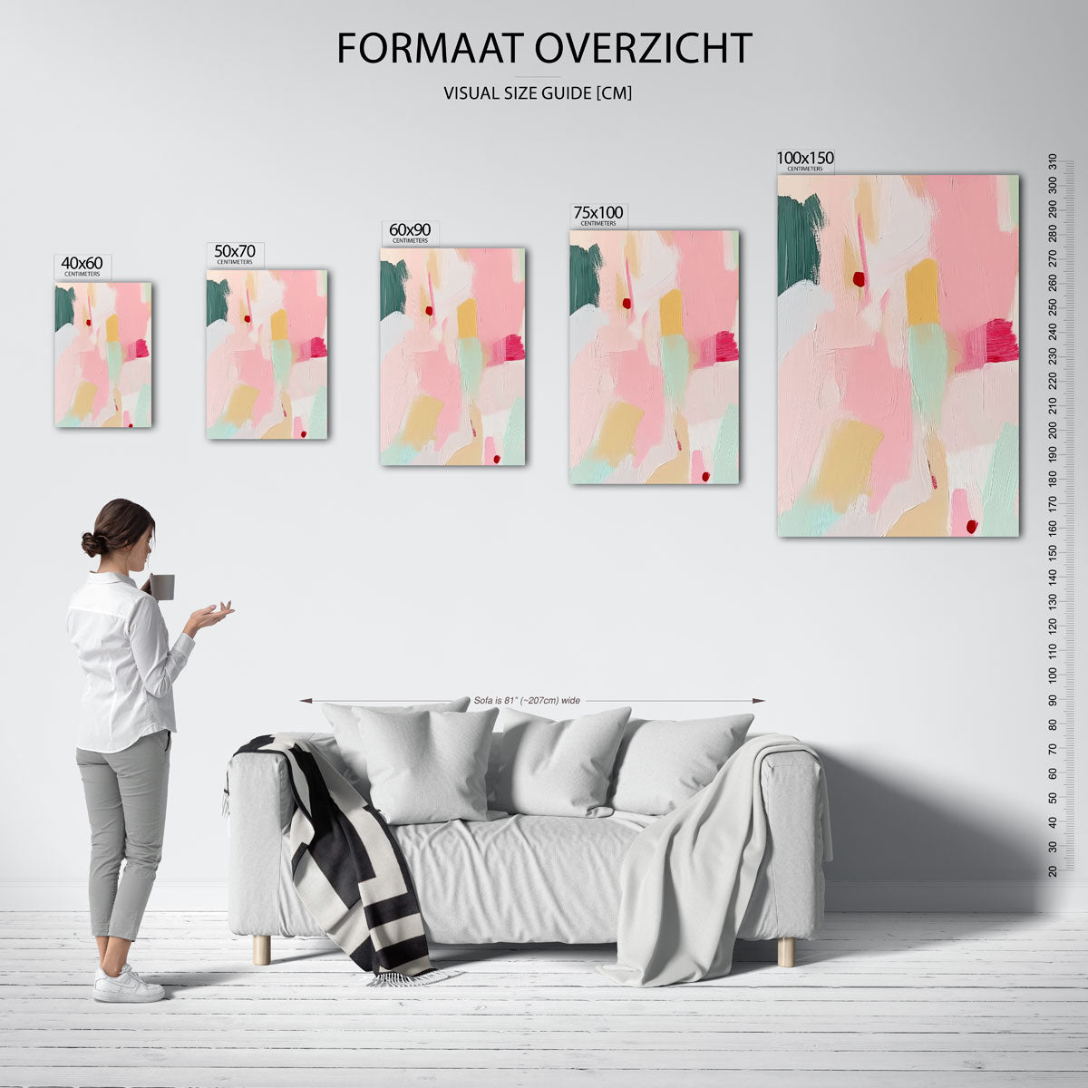 Kleurrijke vormen – staand wanddecoratie kunstwerk