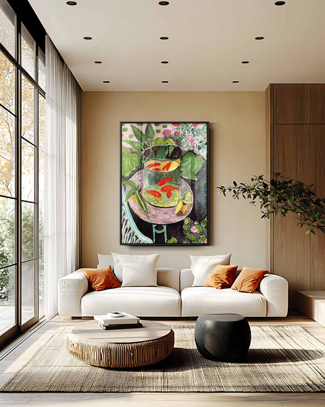 Goudvissen in de Tuin – staand kunstwerk voor modern interieur