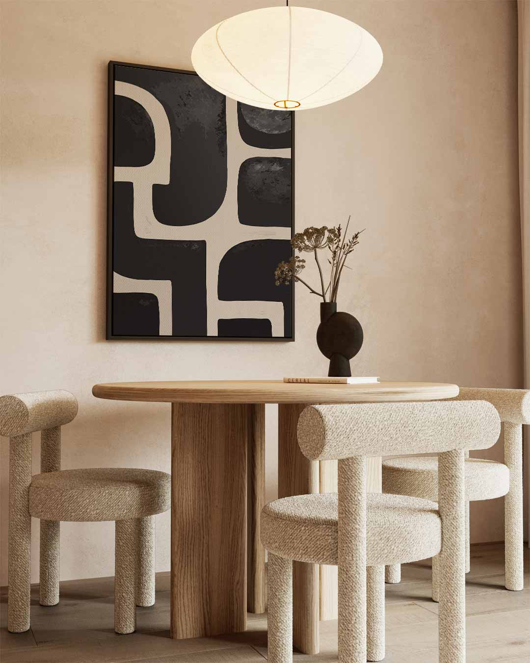 Moderne Abstracte Visie – kunstwerk met zwarte baklijst
