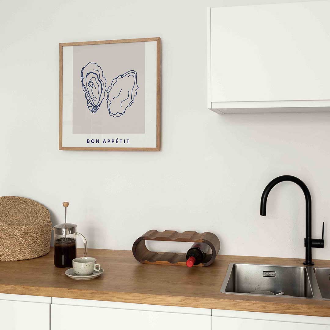 Oesters bon appétit – keukenposter in vierkant formaat
