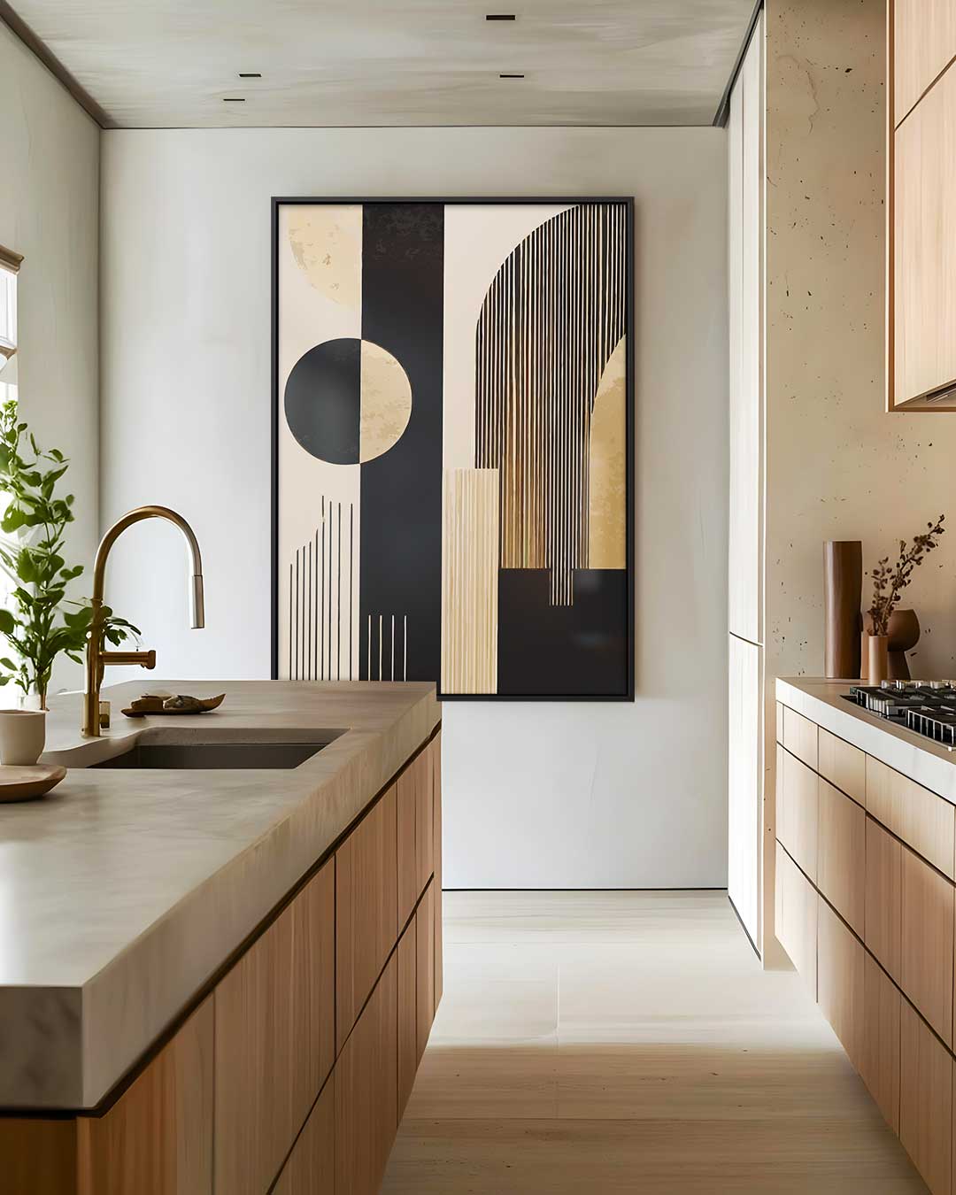 Modern Geometrisch Wandkunstwerk – dibond wanddecoratie in staand formaat