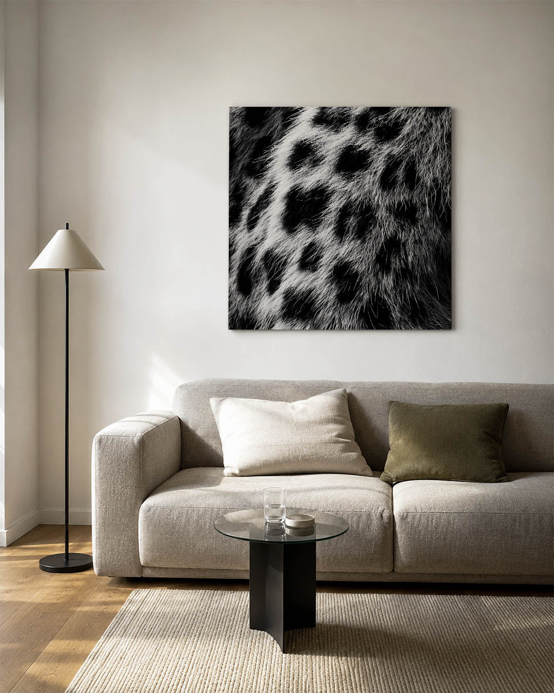 Dierenprint textuur kunstwerk – detailweergave – dit kunstwerk toont een gedetailleerde zwart-wit textuur van dierenhuid met