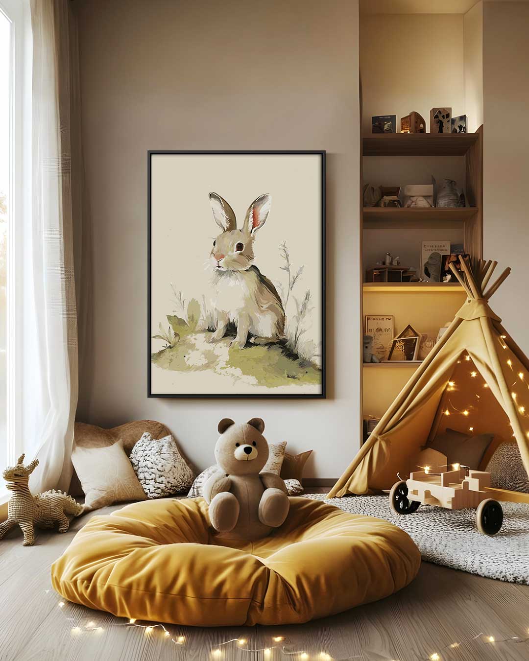 Schattig Konijn in de Natuur – modern portret kunstwerk van WallArtistic