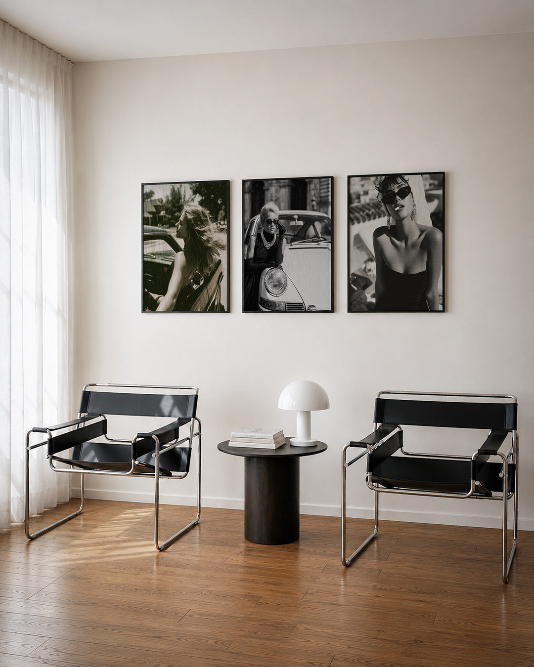 Abstract driedelige posterset – een abstracte posterset met donkere tinten en een rustige