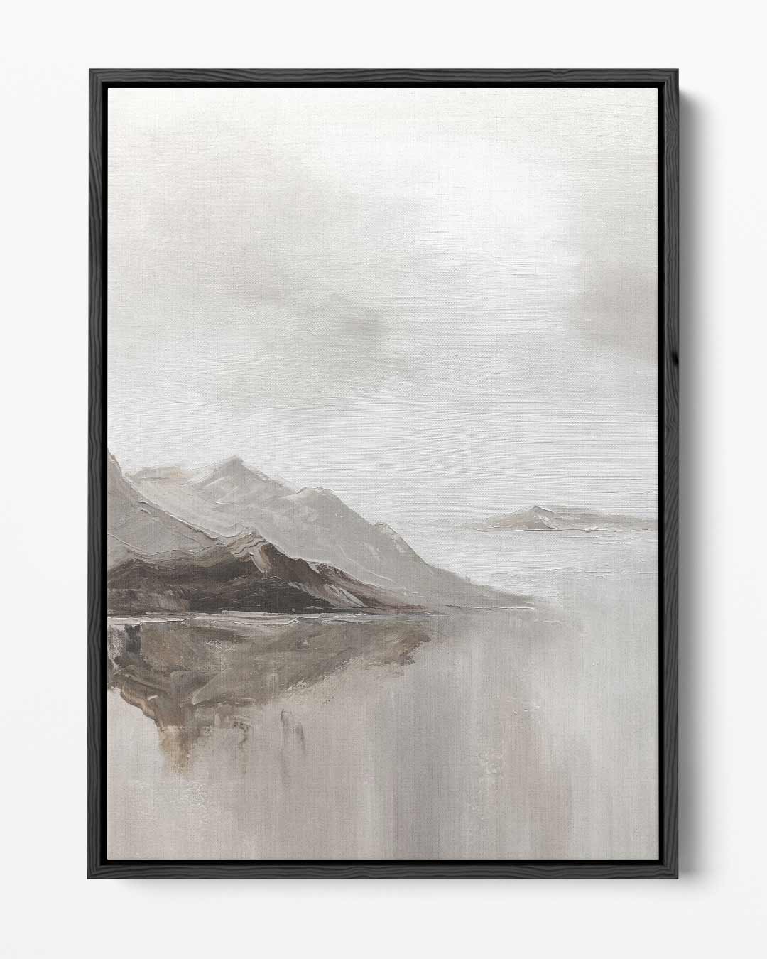 Rustig Berglandschap in Neutrale Tinten – portret kunstwerk als wanddecoratie