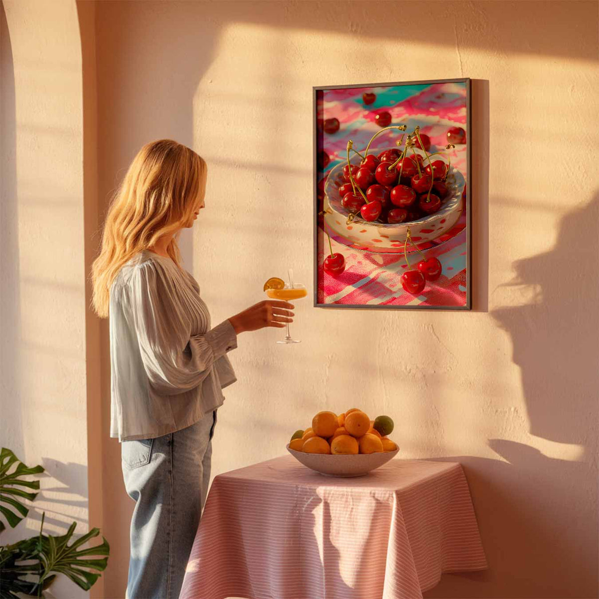Kersenfeestje – keuken poster als sfeervolle staande wanddecoratie