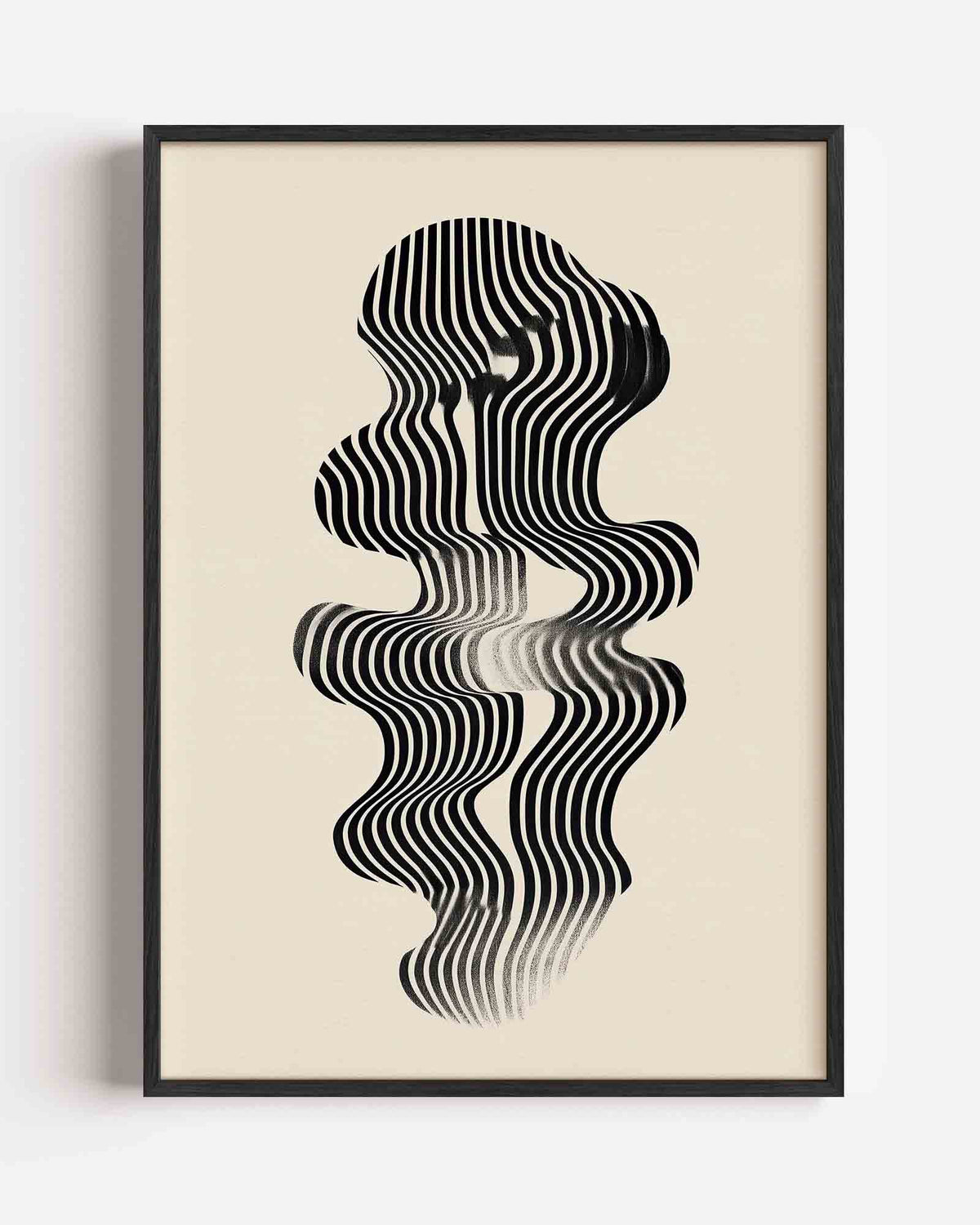 Golvende lijnen – abstracte portret poster als wanddecoratie
