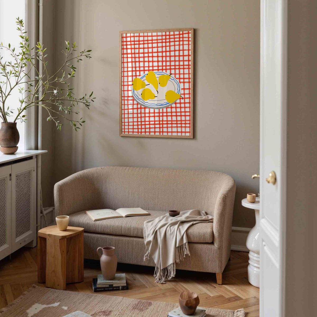 Peren op bord – rustige poster in staand formaat