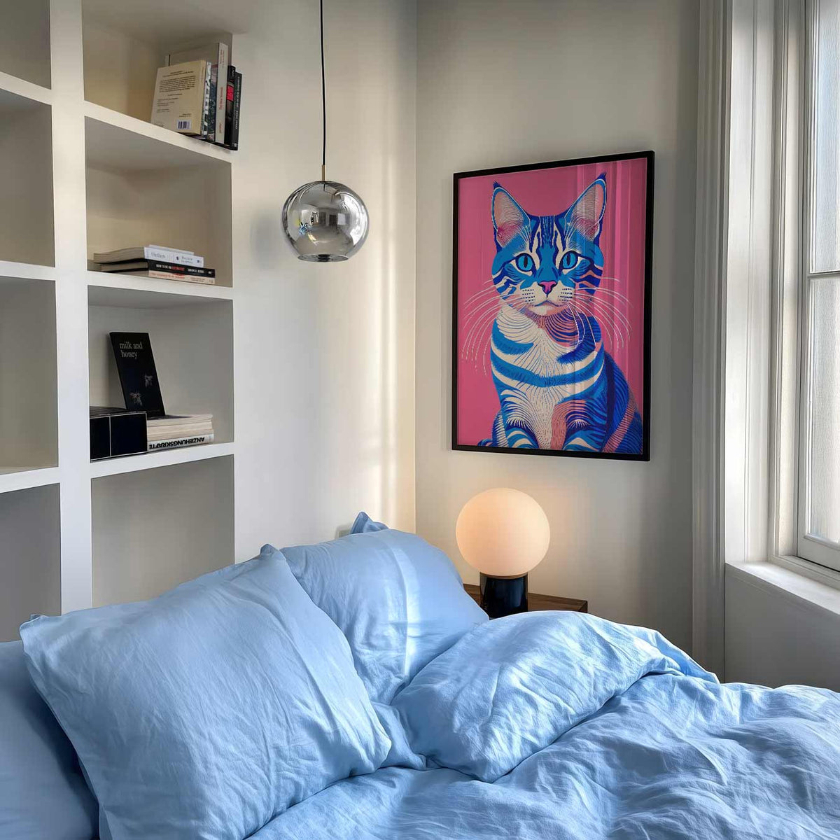 Hippe Kattenkunst – staande muurposter met dierenthema