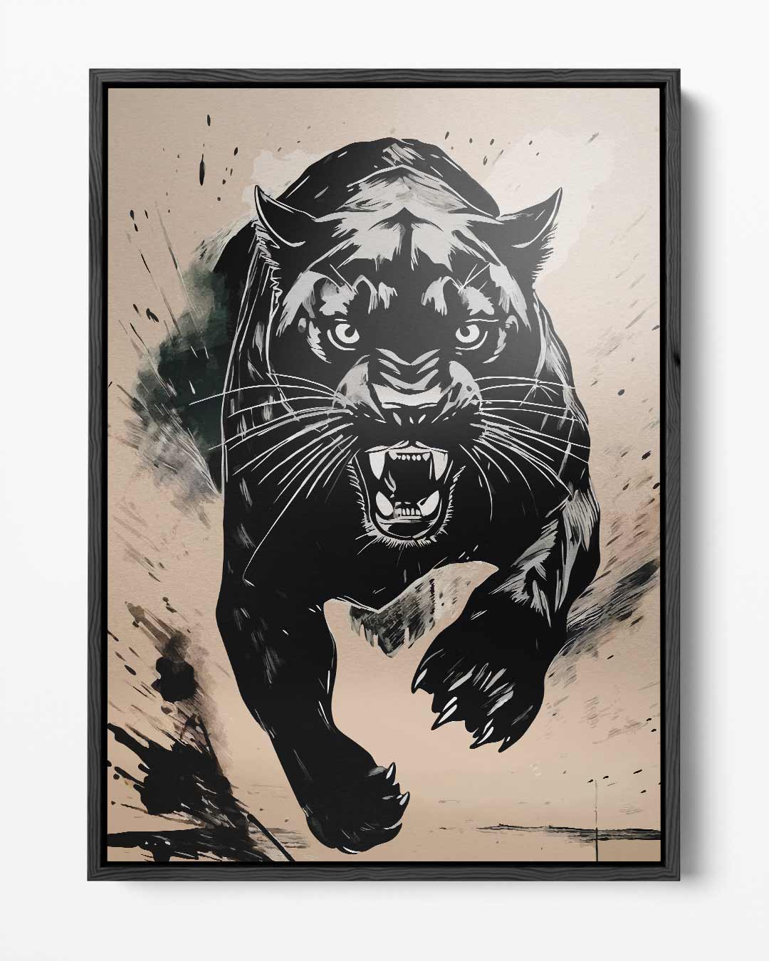 Indrukwekkende Zwarte Panter Schilderij – portret kunstwerk als wanddecoratie
