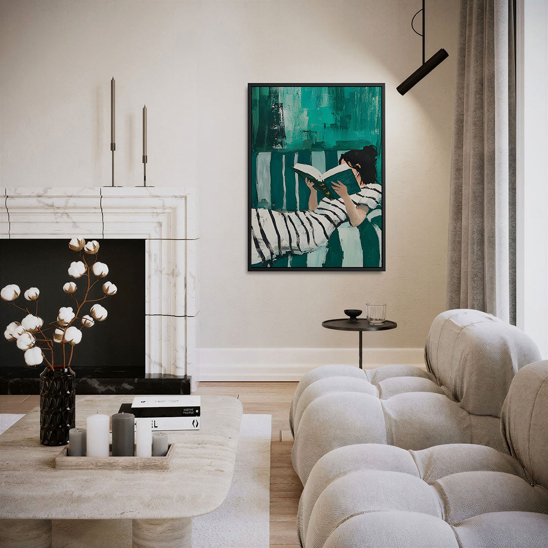 Lezende vrouw – moderne staande wandkunst