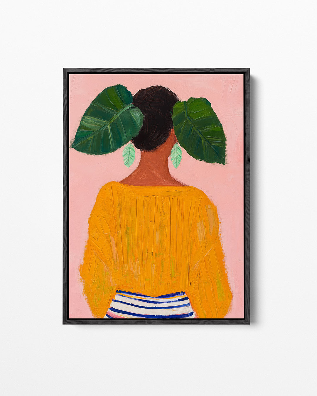 Vrouw met bladeren – staand wanddecoratie kunstwerk
