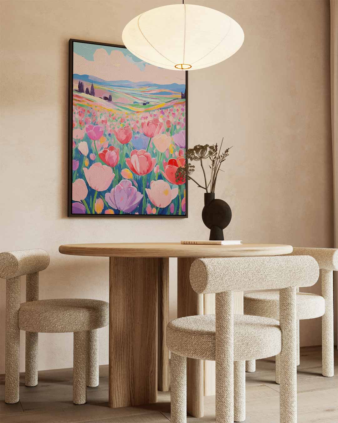 Tulpendroomlandschap – staande wandkunst voor woonkamer of interieur