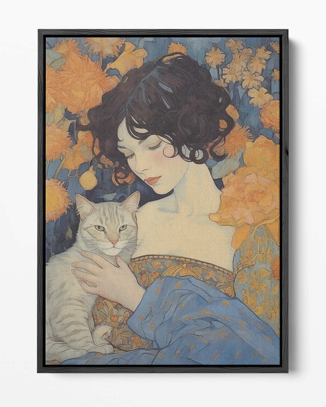 Dromerige Vriendschap met Kat – portret kunstwerk als wanddecoratie
