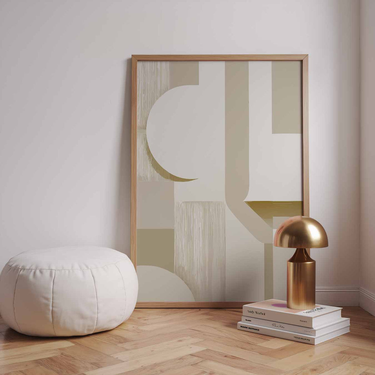 Minimalistische Beige Kunstposter – staande kleurrijke abstracte wanddecoratie van WallArtistic