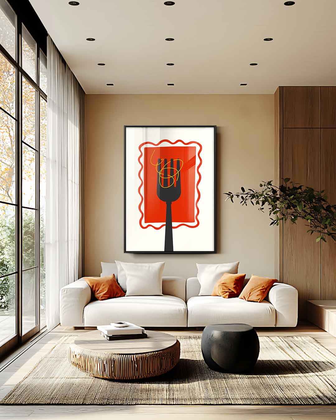Pasta Fork Delight – staande wandkunst voor woonkamer of interieur