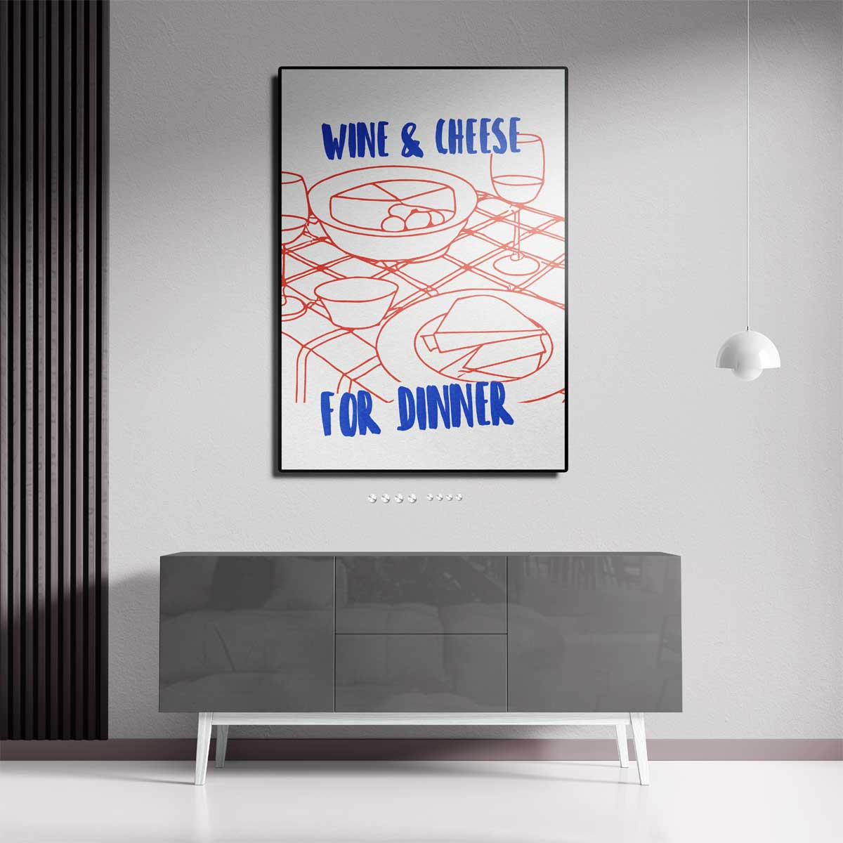 Wijn en Kaas Avond – staande wandkunst voor woonkamer of interieur