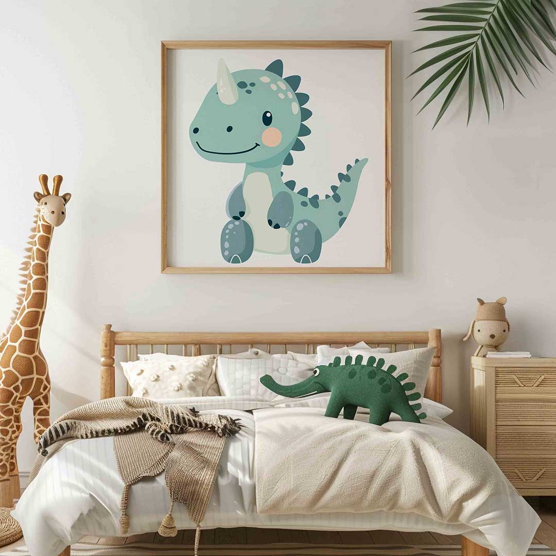 Schattige dinosaurus – vierkante kinderkamer wanddecoratie van WallArtistic
