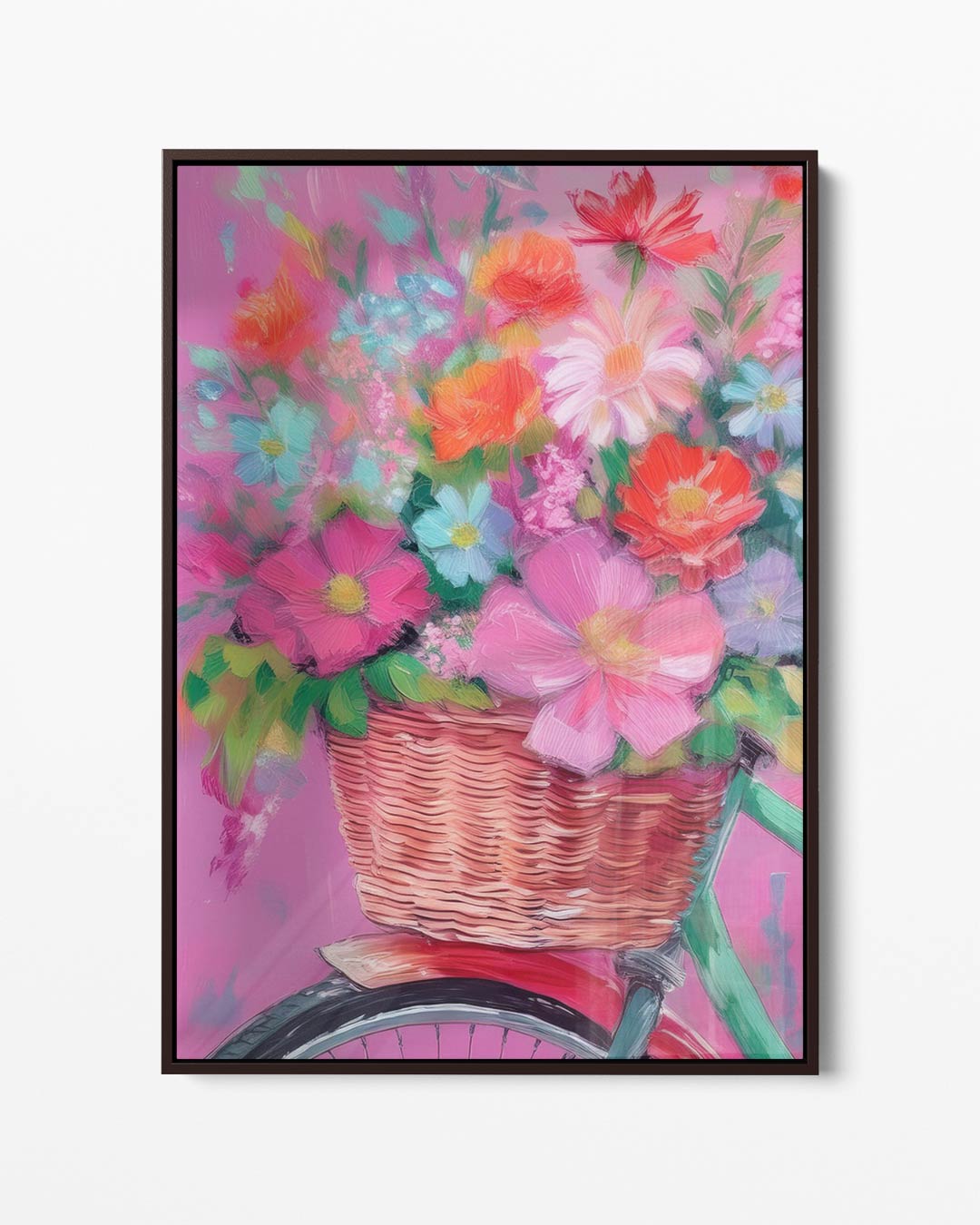 Bloemenmandje op Fiets – portret kunstwerk als wanddecoratie