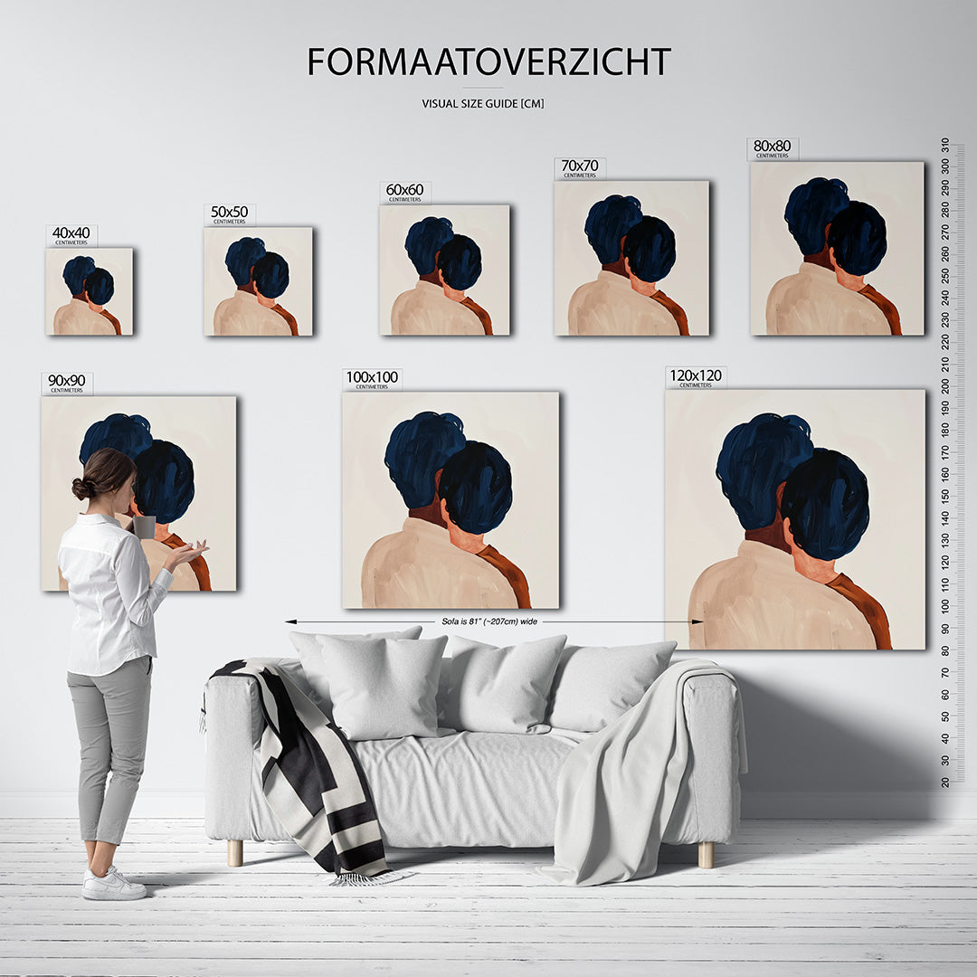 Intieme omhelzing kunstwerk – materiaalweergave – dit kunstwerk toont twee figuren in een omhelzing, met vloeiende lijnen en