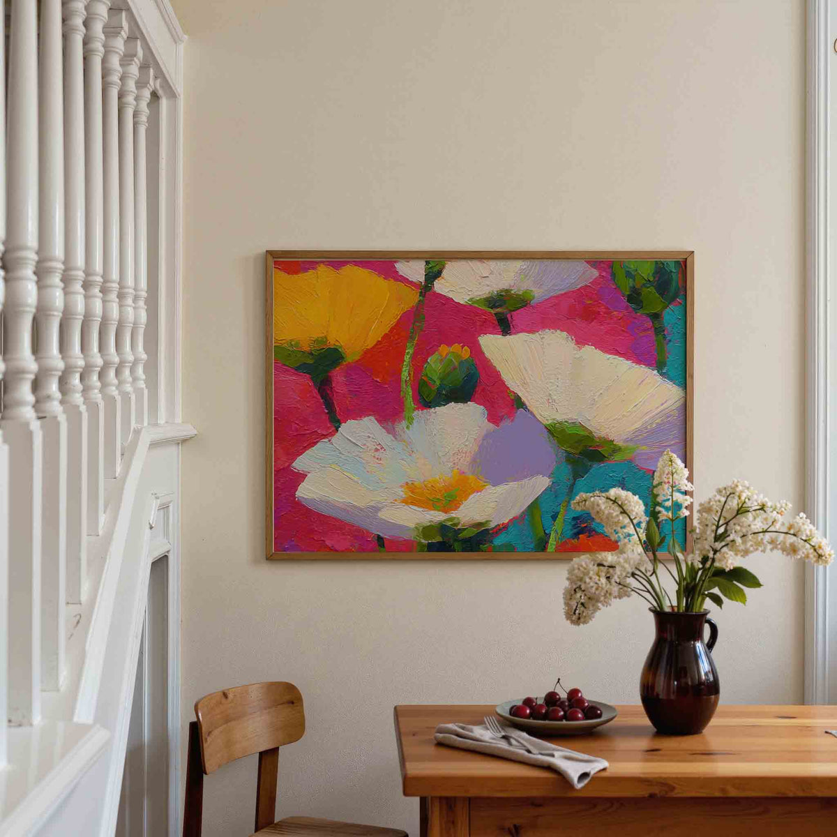 Bloemen in felle kleuren – botanische poster in liggend formaat
