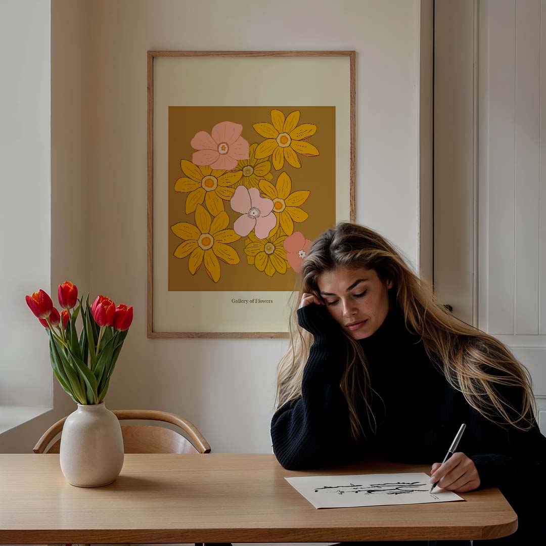 Bloemenpracht in Herfsttinten – bloemen poster in staand formaat